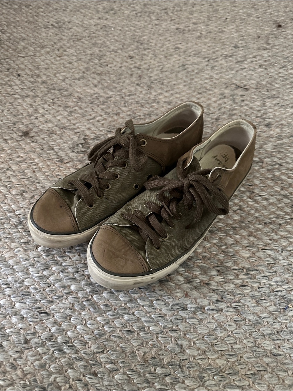 P.F. Flyers Low-Top Canvas Sneakers in Olive Green and Brown